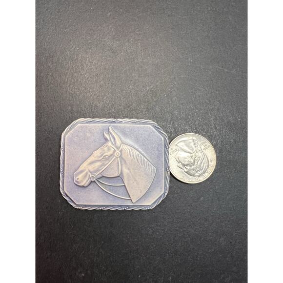 Vintage 1940’s Celluloid Horse Head Brooch/Pin Blue Square Fashion Retro 2" - Picture 6 of 10